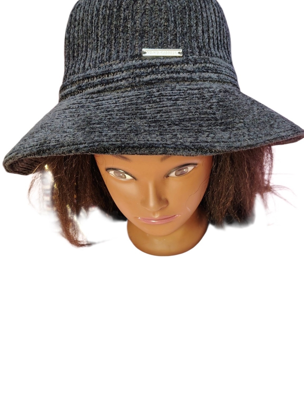 Vince Camuto Dark Gray Ribbed Knit Bucket Hat